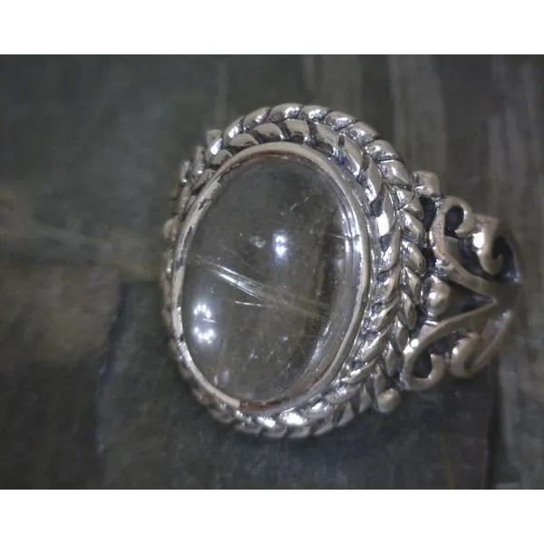 SS BZ Cab Oval Rutilated Quartz W Rope And Scrollwork Ring Vulcan's Forge LLC KANSAS CITY, MO