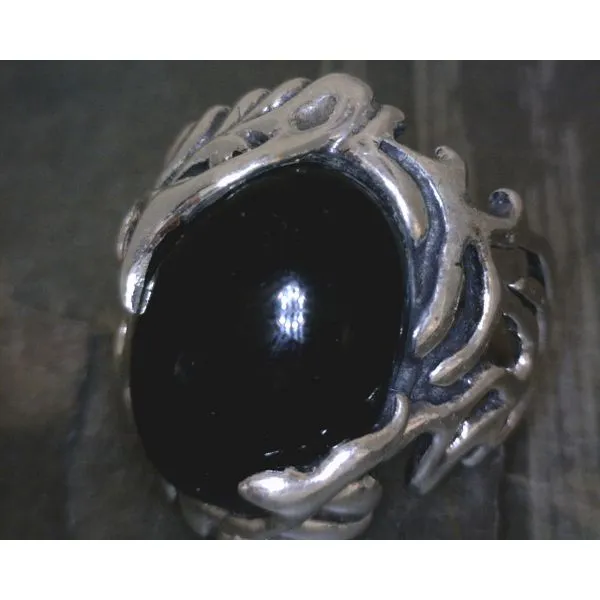SS BZ Cab Oval Onyx Free Form Ring Vulcan's Forge LLC KANSAS CITY, MO