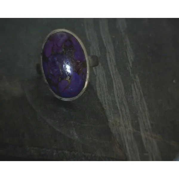 SS BZ Cab Oval Enhanced Turquoise Ring Vulcan's Forge LLC KANSAS CITY, MO