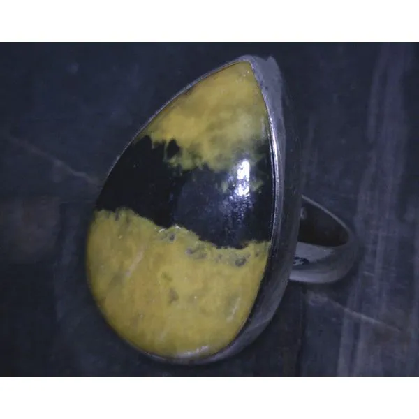 SS Bz Cab Pear Bumblebee Jasper Ring Vulcan's Forge LLC KANSAS CITY, MO
