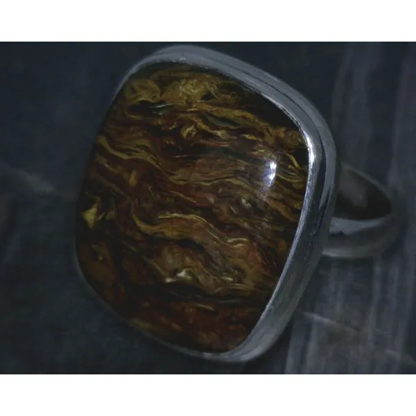 SS Bz Cab Pear Pietersite Ring Vulcan's Forge LLC KANSAS CITY, MO