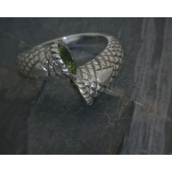 SS Round Peridot W/ Engraved Bezel Ring Vulcan's Forge LLC KANSAS CITY, MO