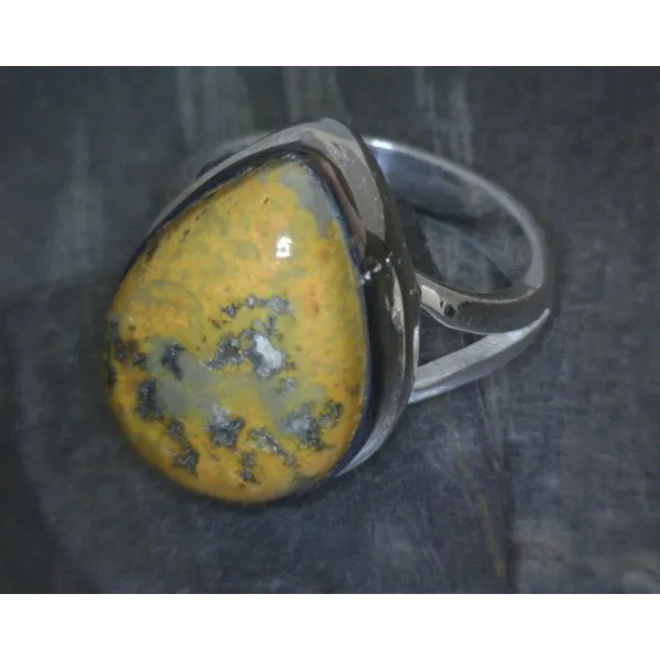 Ss Bz Cab Pear Bumblebee Jasper Ring Vulcan's Forge LLC KANSAS CITY, MO