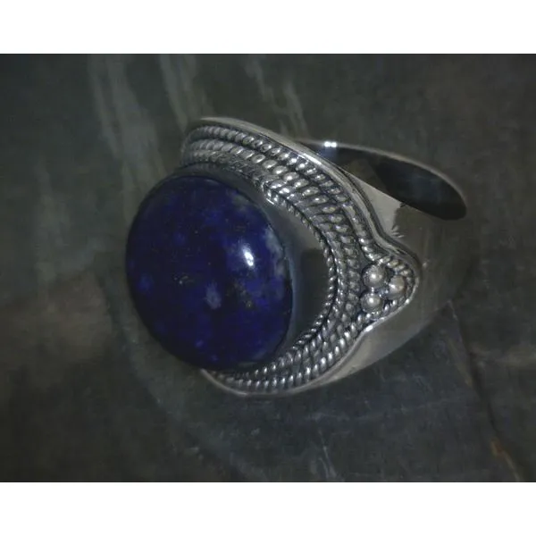 Ss Bz Cab Round Lapis W Rope Edge Ring Vulcan's Forge LLC KANSAS CITY, MO