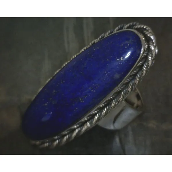 Ss Bz Cab Oval Lapis W Rope Edge Ring Vulcan's Forge LLC KANSAS CITY, MO