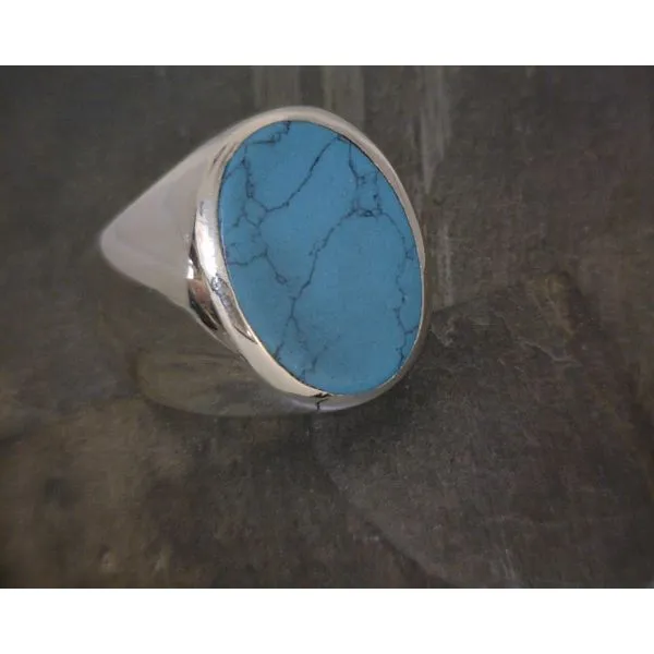 Ss Bz Oval Turquoise Band Vulcan's Forge LLC KANSAS CITY, MO