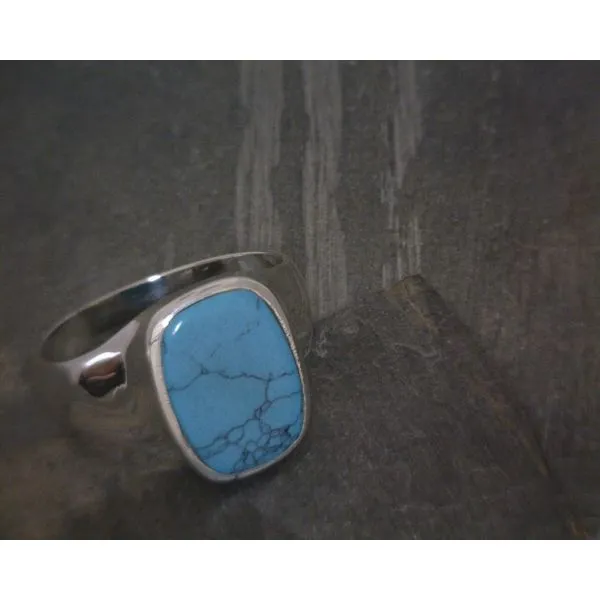 Ss Bz Rectangle Turquoise Band Vulcan's Forge LLC KANSAS CITY, MO