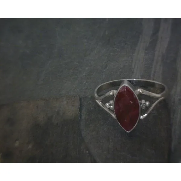 SS Bz Faceted Marquis Ruby W Bead Accent Ring Vulcan's Forge LLC KANSAS CITY, MO