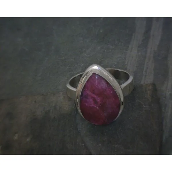 SS Bz Faceted Pear Ruby  Ring Vulcan's Forge LLC Kansas City, MO