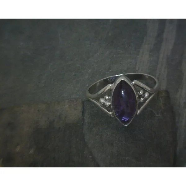 SS Bz Cab Marquis Amethyst W Bead Accent Ring Vulcan's Forge LLC KANSAS CITY, MO