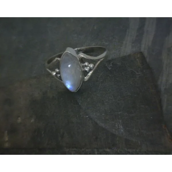 SS Bz Cab Marquis Moonstone W Bead Accent Ring Vulcan's Forge LLC KANSAS CITY, MO