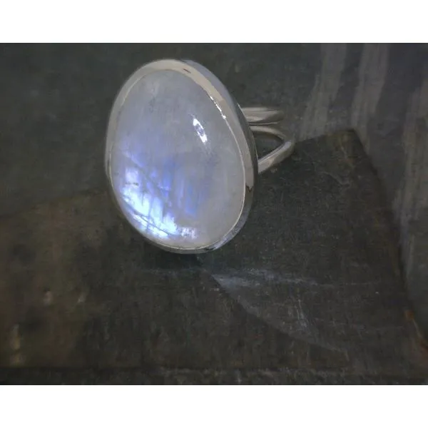 Ss Bz Cab Pear Moonstone Split Band Sz8 Vulcan's Forge LLC KANSAS CITY, MO