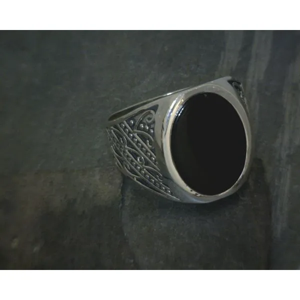 Ss Bz Oval Onyx W Scrollwork Band Vulcan's Forge LLC KANSAS CITY, MO