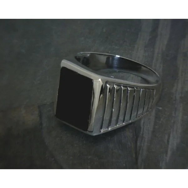 Ss Bz Rectangular Onyx W Line Band Vulcan's Forge LLC KANSAS CITY, MO