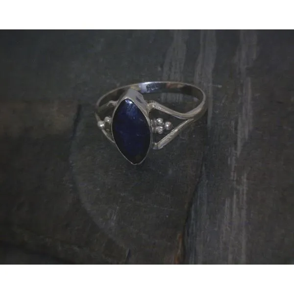 SS Bz Marquis Sapphire W Bead Accent Ring Vulcan's Forge LLC KANSAS CITY, MO