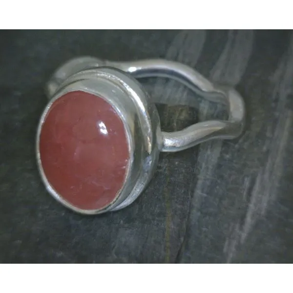 Ss Bz Cab Rhodochrosite W Wavy Band Vulcan's Forge LLC KANSAS CITY, MO