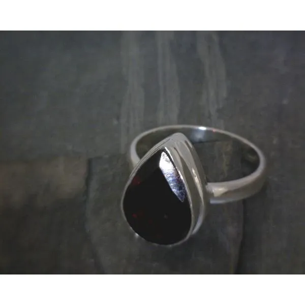 SS Bz Pear Garnet Ring Vulcan's Forge LLC KANSAS CITY, MO