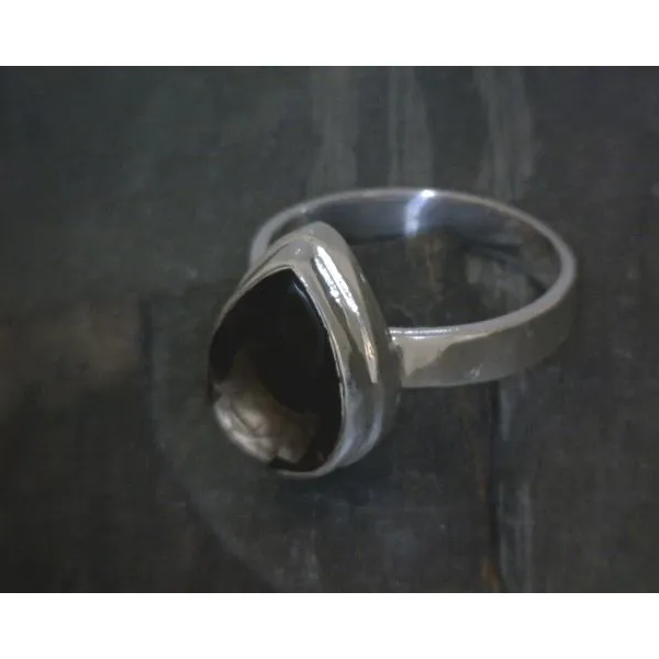 SS Bz Pear Smokey Quartz Ring Vulcan's Forge LLC KANSAS CITY, MO