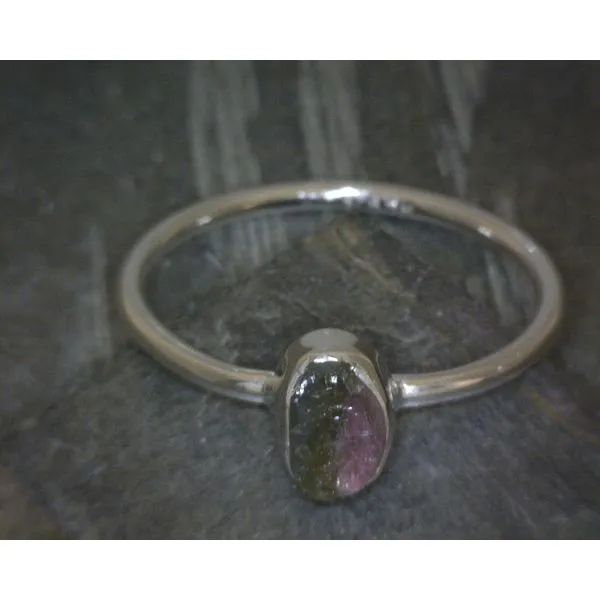 Ss Bz Raw Watermelon Tourmaline Ring Vulcan's Forge LLC KANSAS CITY, MO