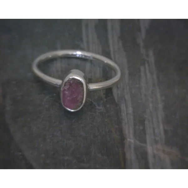 Ss Bz Raw Watermelon Tourmaline Ring Vulcan's Forge LLC KANSAS CITY, MO