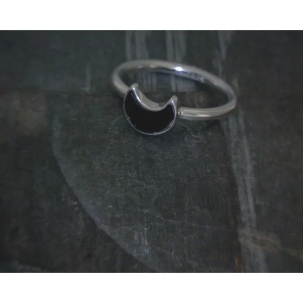 Ss Bz Moon Shaped Black Tourmaline Ring Vulcan's Forge LLC KANSAS CITY, MO