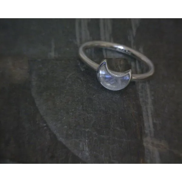 Ss Bz Moon Shaped Moonstone Ring Vulcan's Forge LLC KANSAS CITY, MO