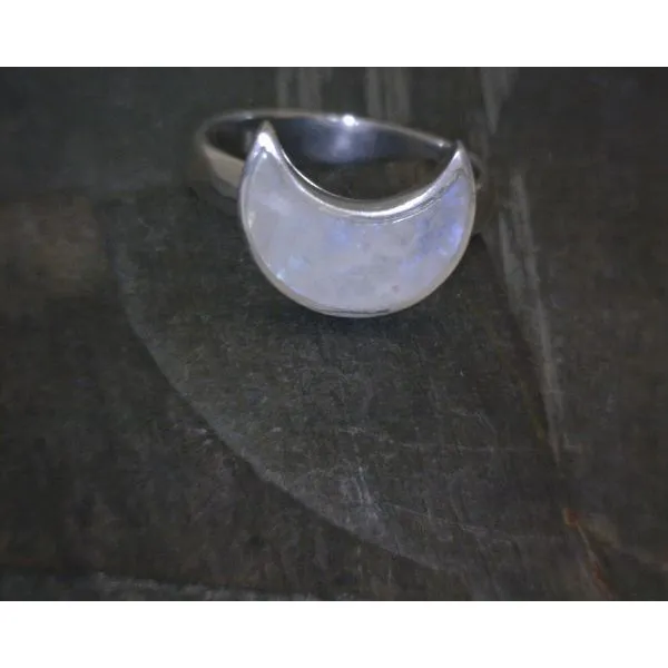 Ss Bz Moon Shaped Moonstone Ring Vulcan's Forge LLC KANSAS CITY, MO
