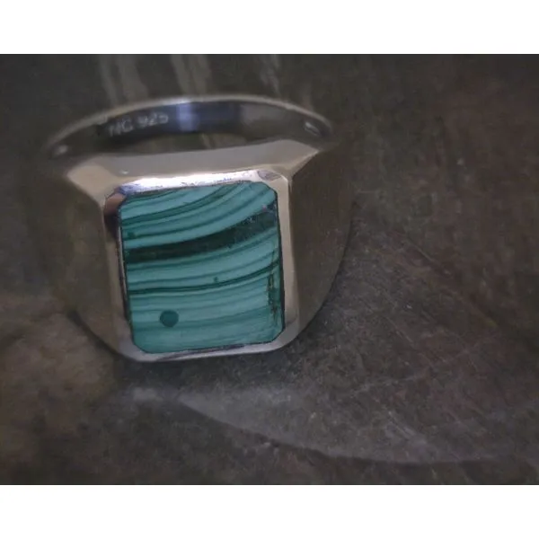 Ss Signet Square Malachite Ring Vulcan's Forge LLC KANSAS CITY, MO