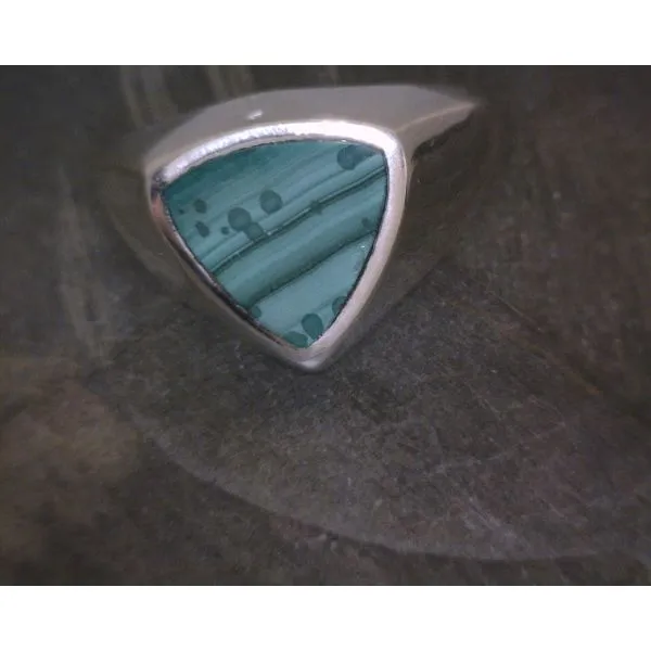 Ss Signet Triangle Malachite Ring Vulcan's Forge LLC KANSAS CITY, MO