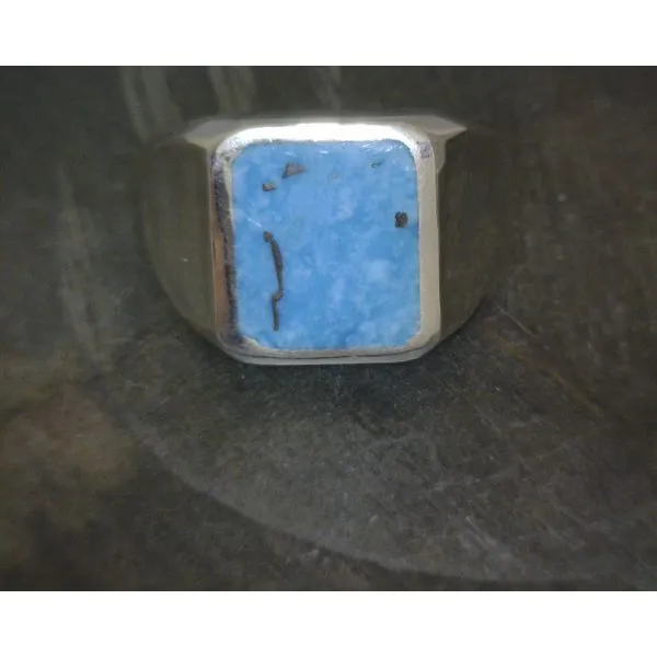 Ss Signet Square Turquoise Ring Vulcan's Forge LLC KANSAS CITY, MO