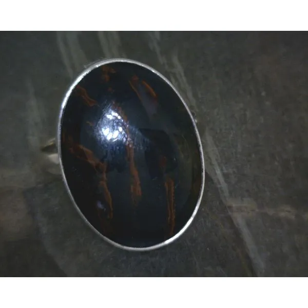 Ss BZ Cab Oval Bloodstone Ring Vulcan's Forge LLC Kansas City, MO