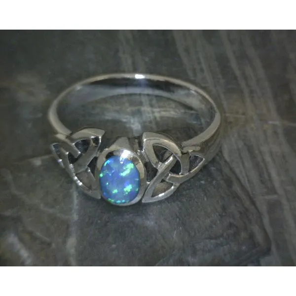 SS Lab Blue Opal W Celtic Knots Ring Vulcan's Forge LLC KANSAS CITY, MO