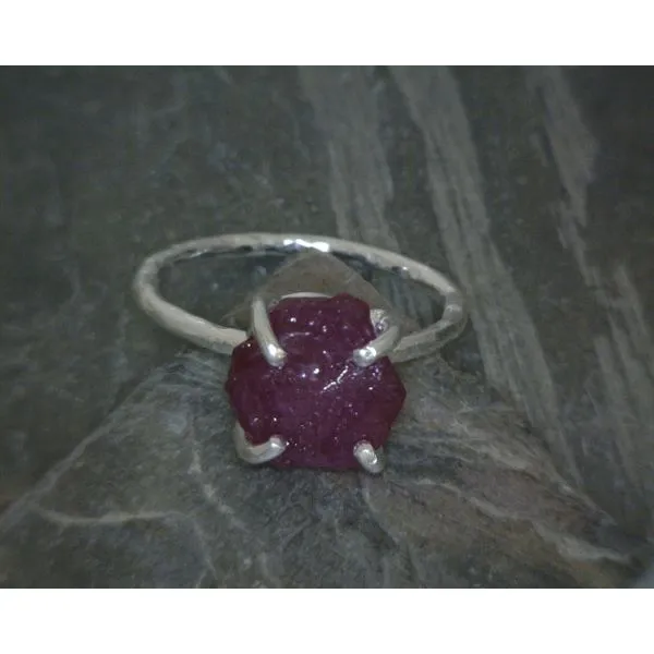 SS Hammer Band With Raw Ruby Vulcan's Forge LLC KANSAS CITY, MO