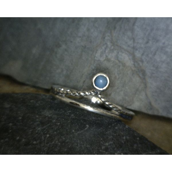 SS BZ Turquoise On Twisted peak Double Band Ring Vulcan's Forge LLC Kansas City, MO