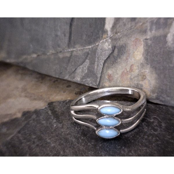 SS 3 Stone Wave Turquoise Ring Vulcan's Forge LLC Kansas City, MO