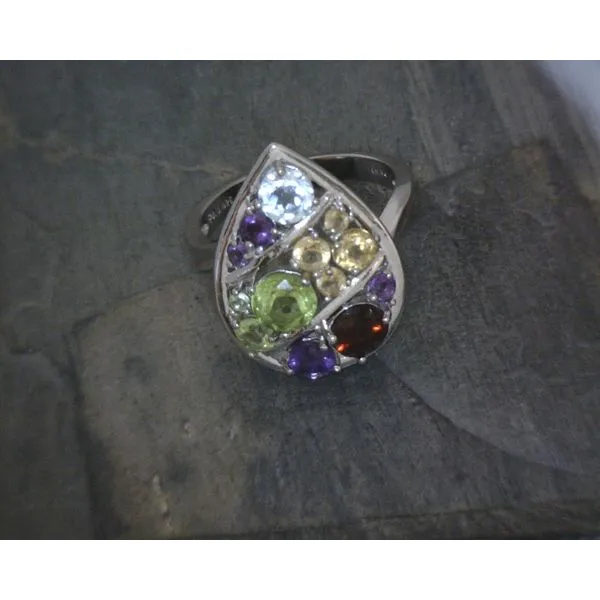Ss Multi-Stone Teardrop Ring Vulcan's Forge LLC KANSAS CITY, MO