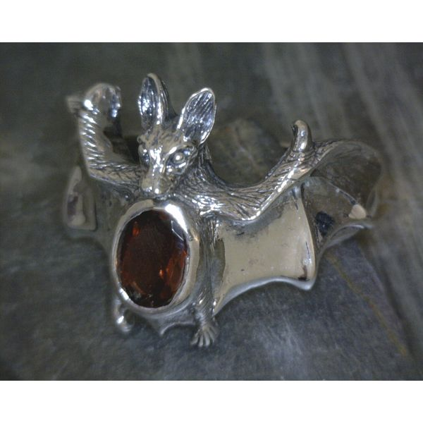 SS Faceted Garnet Flying Bat Ring Vulcan's Forge LLC Kansas City, MO