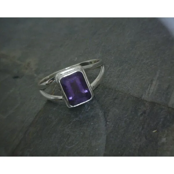 SS Emerald Cut Amethyst Split Band Ring Vulcan's Forge LLC KANSAS CITY, MO