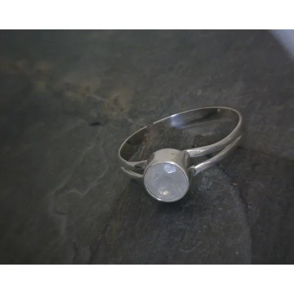 SS Round Faceted MoonStone Split Band Ring Vulcan's Forge LLC KANSAS CITY, MO