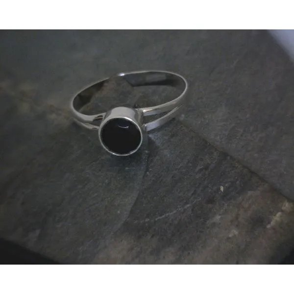 SS Round Faceted Black Tourmaline Split Band Ring Vulcan's Forge LLC KANSAS CITY, MO