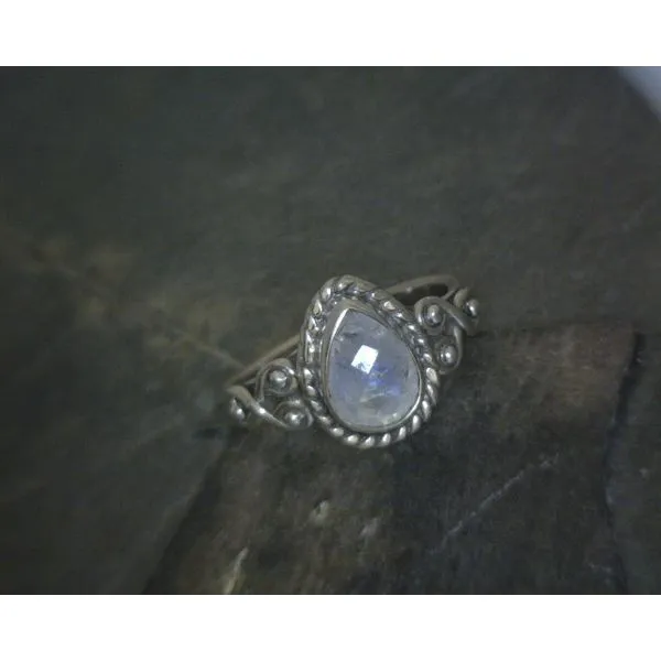 SS BZ  Pear Moonstone Rope & Scroll Band Vulcan's Forge LLC KANSAS CITY, MO
