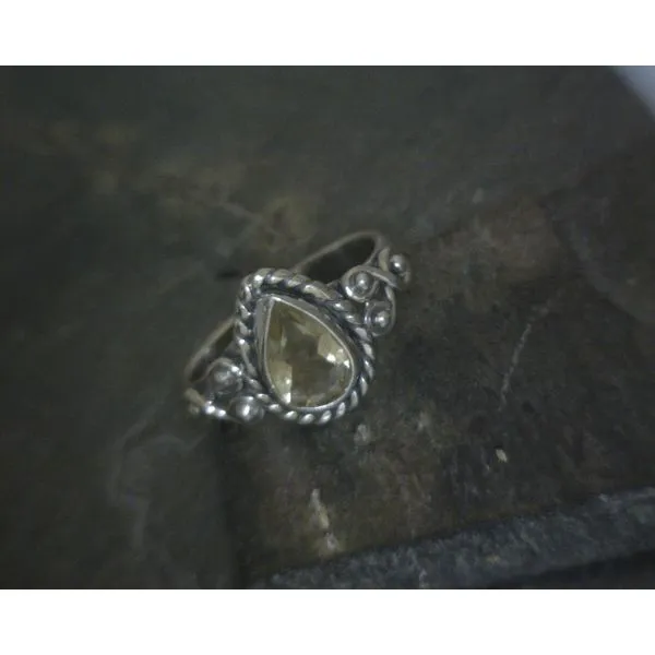 SS BZ  Pear Citrine Rope & Scroll Band Vulcan's Forge LLC KANSAS CITY, MO