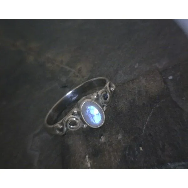 SS BZ Round Labradorite W/ Scroll Band Vulcan's Forge LLC KANSAS CITY, MO