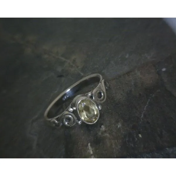 SS BZ Round Citrine W/ Scroll Band Vulcan's Forge LLC KANSAS CITY, MO