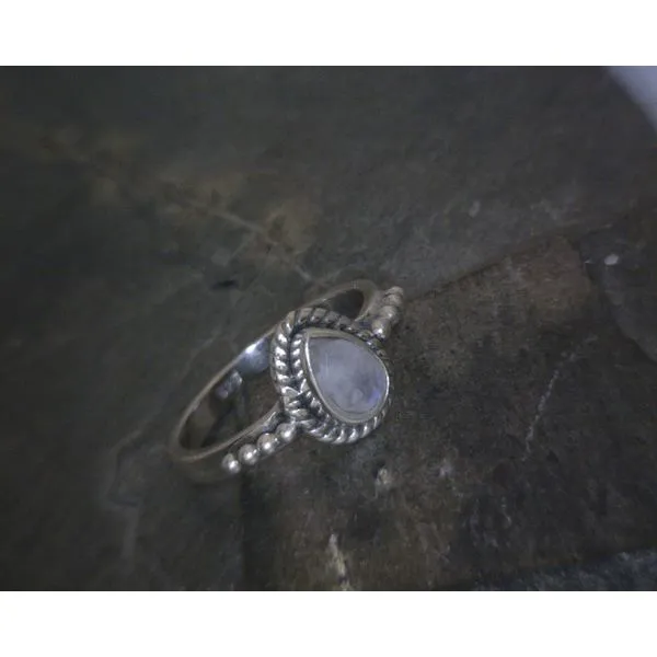 Ss BZ Pear Moonstone W/ Rope & Bead Detail Vulcan's Forge LLC KANSAS CITY, MO