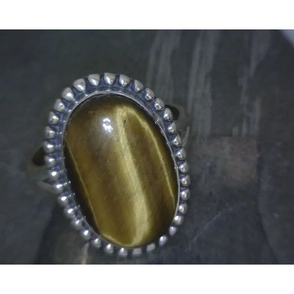 Ss Oval Tigers Eye W/ Split Band Ring Vulcan's Forge LLC KANSAS CITY, MO