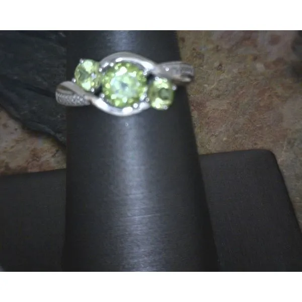 SS Peridot with Diamond Accent Three Stone Ring Vulcan's Forge LLC KANSAS CITY, MO