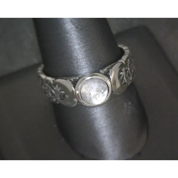 SS Tipple Goddess Round Cab Moonstone Ring Vulcan's Forge LLC KANSAS CITY, MO