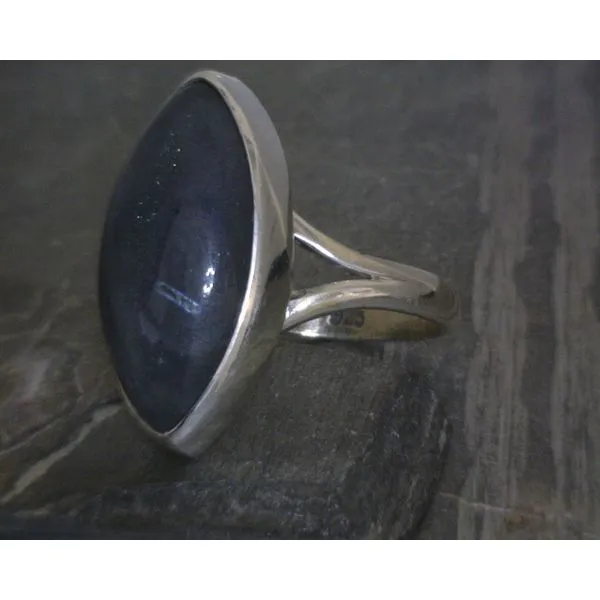 SS BZ Cabochon Labradorite Split Band  SZ 8.5 Vulcan's Forge LLC KANSAS CITY, MO