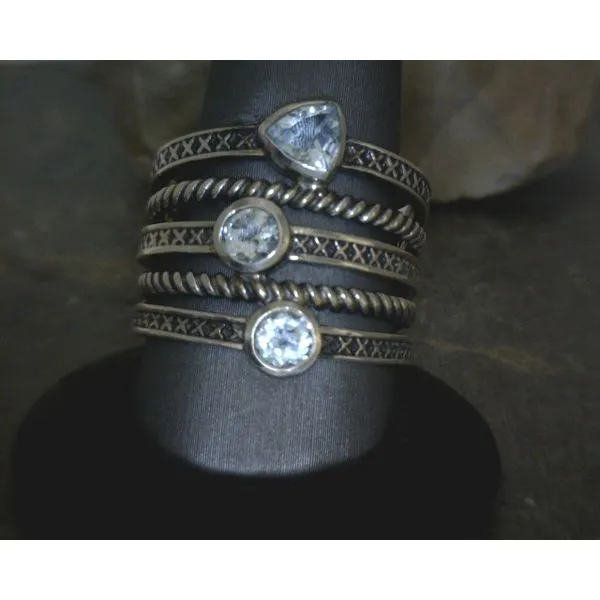 SS Stacked Band Three Stone Topaz In Bz Ring Vulcan's Forge LLC KANSAS CITY, MO